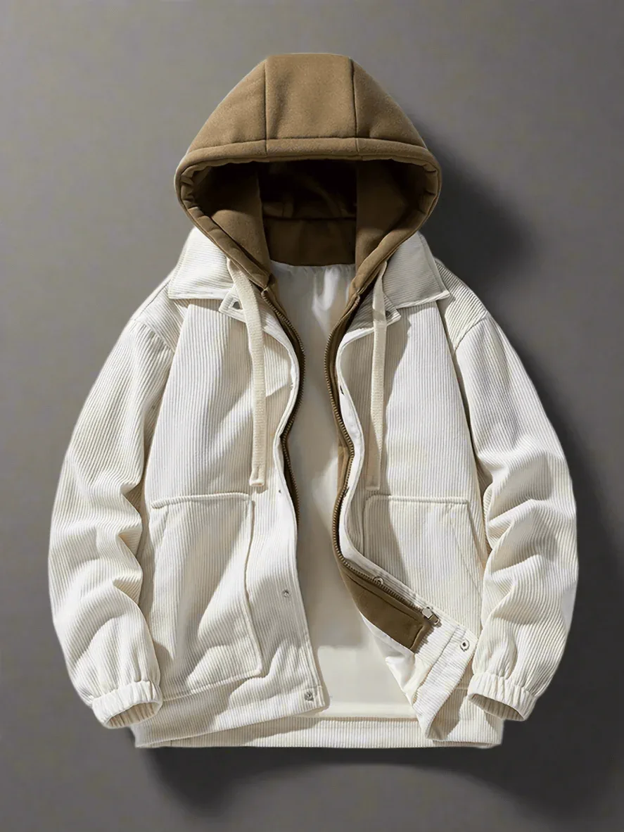 False Two-Piece Hooded Basketball Jacket - Image 4