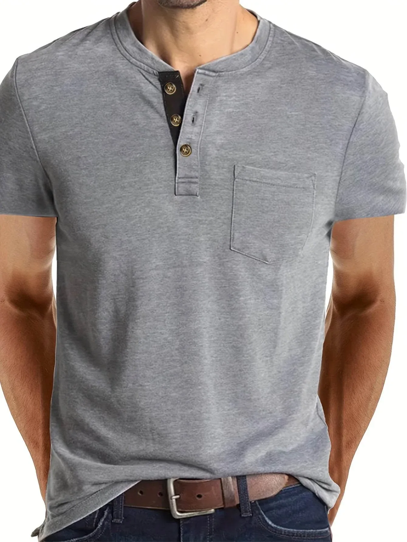 Men's Classic Cotton Blend Henley Tee - Image 3
