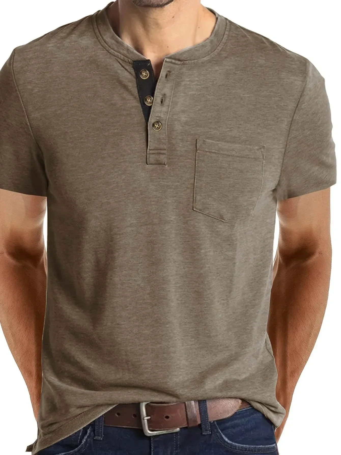 Men's Classic Cotton Blend Henley Tee - Image 5