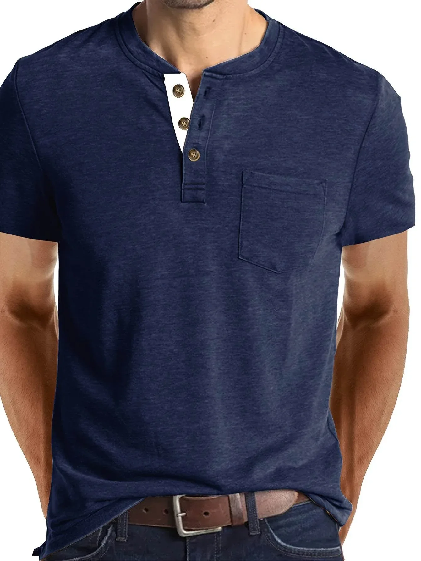 Men's Classic Cotton Blend Henley Tee - Image 6