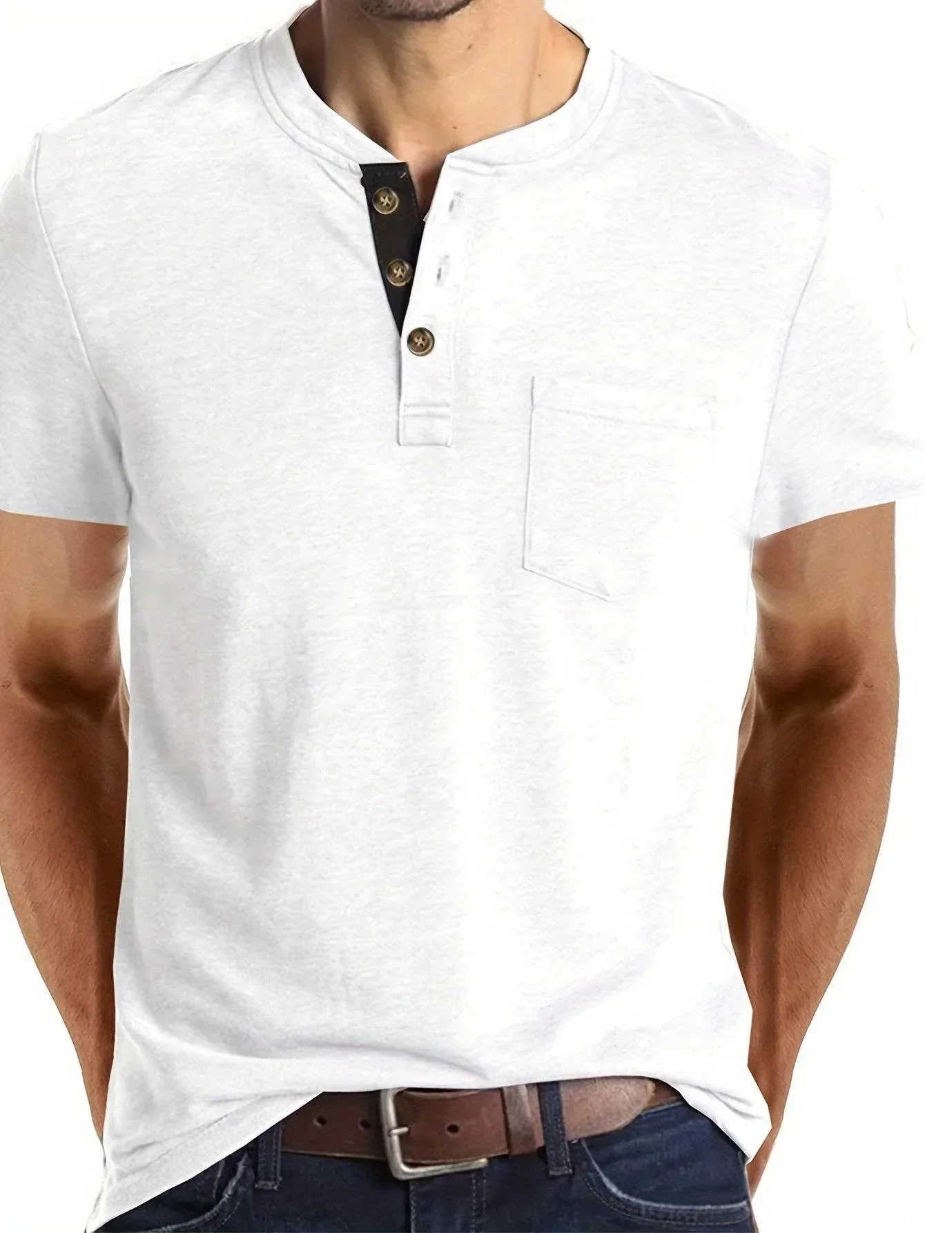 Men's Classic Cotton Blend Henley Tee - Image 7