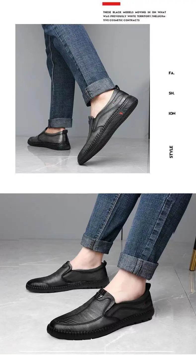 Mens Leather Loafers Non Slip Walking Flats Breathable Outdoor Slip on Casual Shoes for Male Work Office Driving Sneakers2 - Image 10