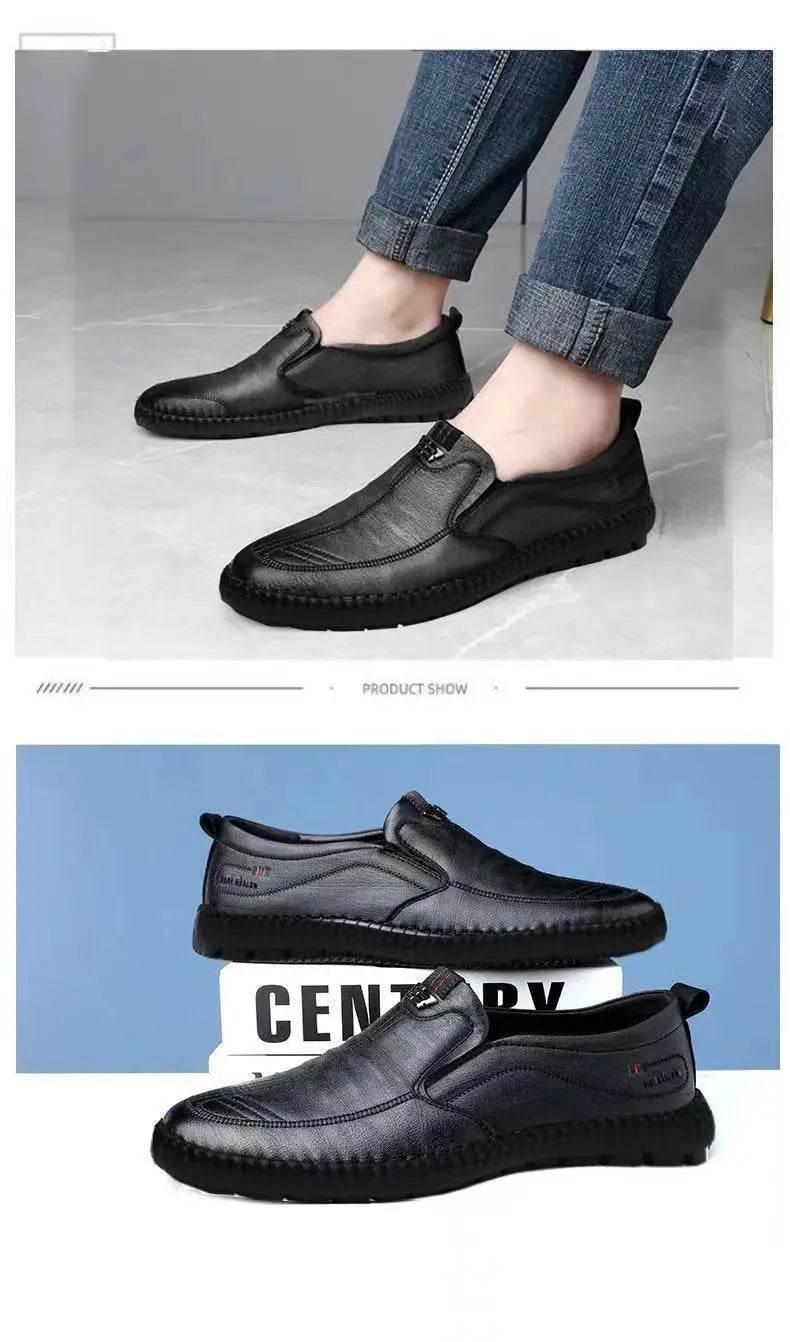 Mens Leather Loafers Non Slip Walking Flats Breathable Outdoor Slip on Casual Shoes for Male Work Office Driving Sneakers2 - Image 11