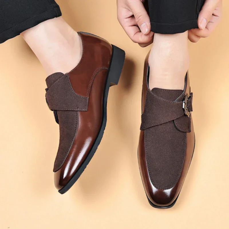 Polished Leather Buckle Loafers - Image 3