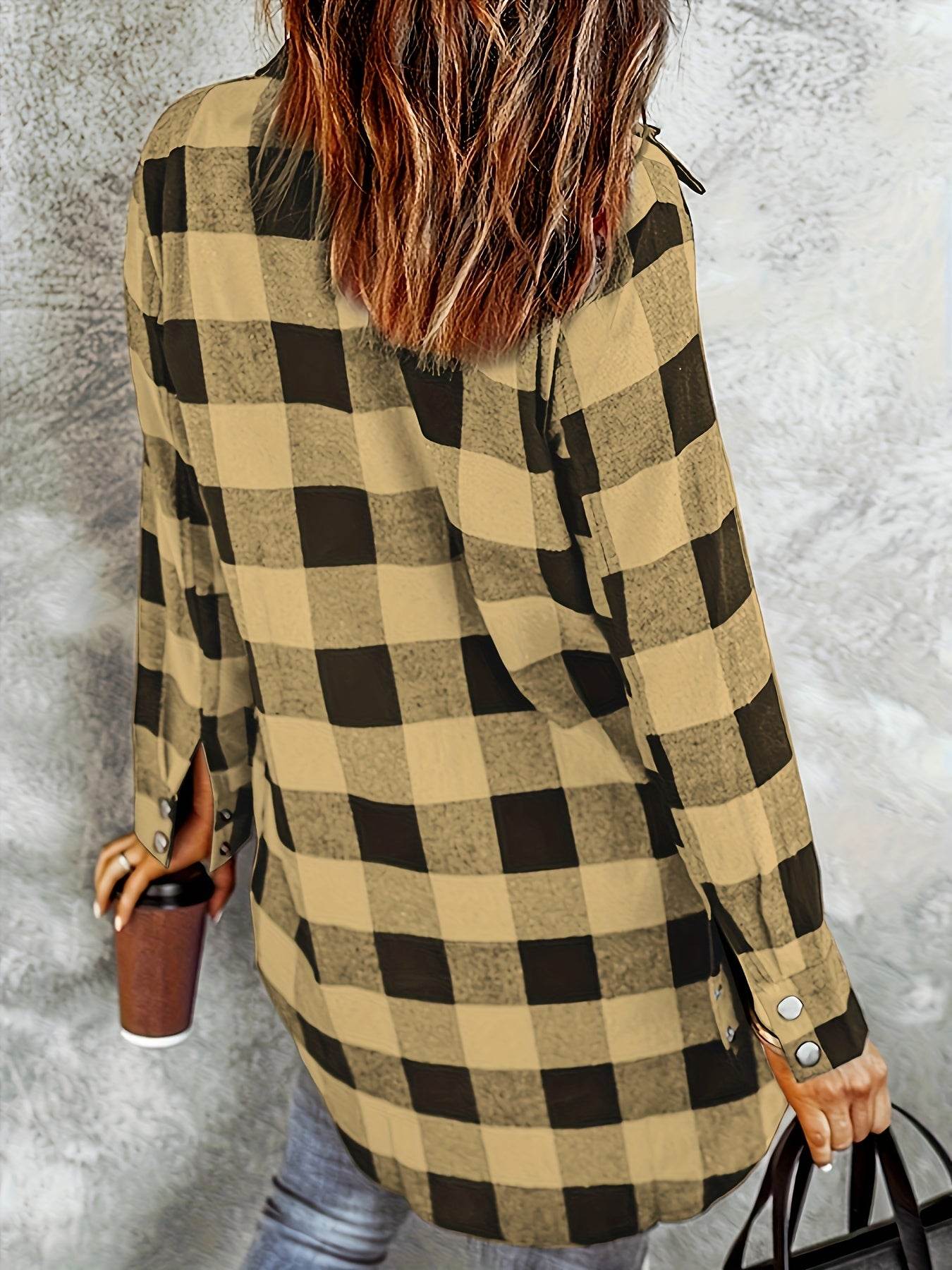 Relaxed Fit Plaid Shacket - Image 11