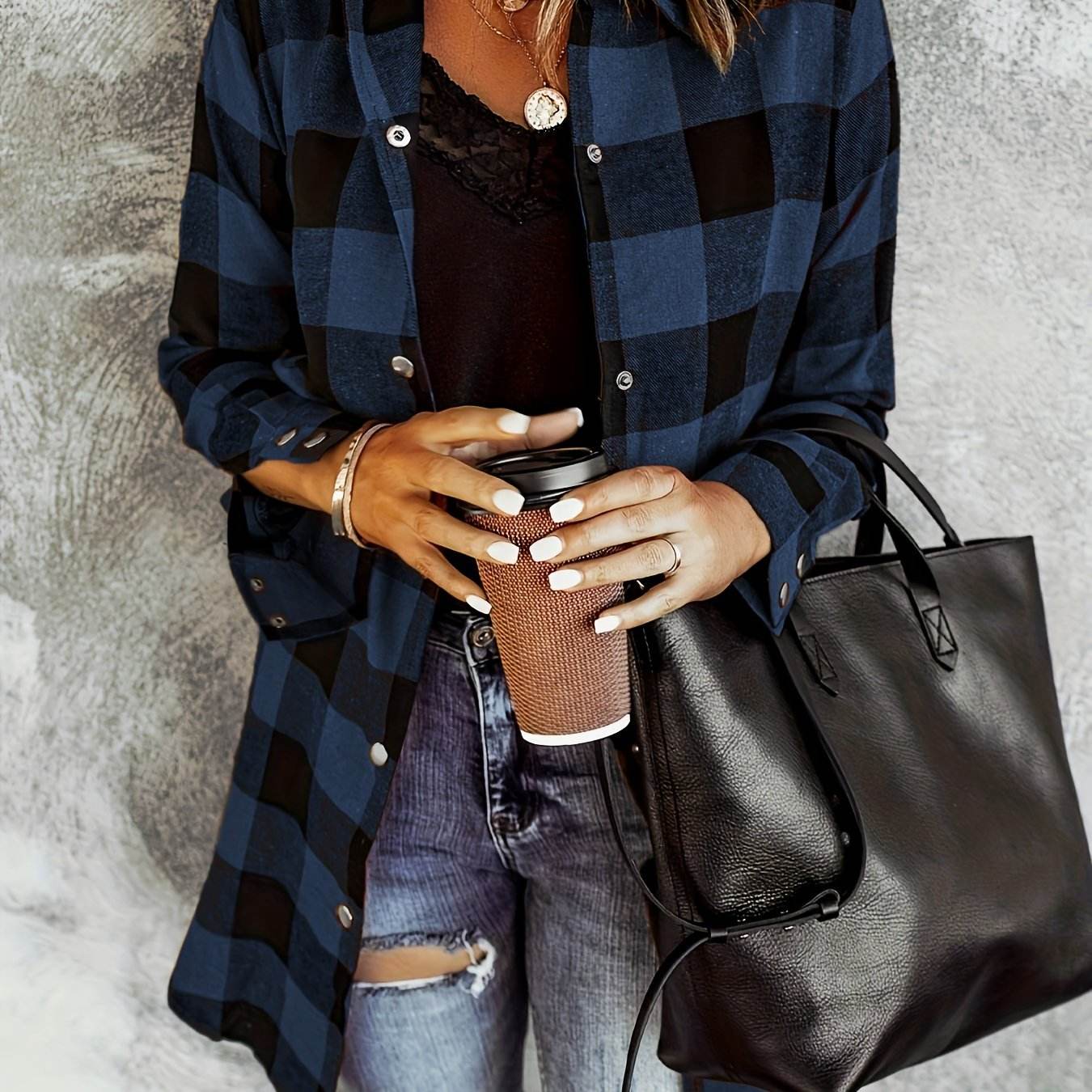 Relaxed Fit Plaid Shacket - Image 16