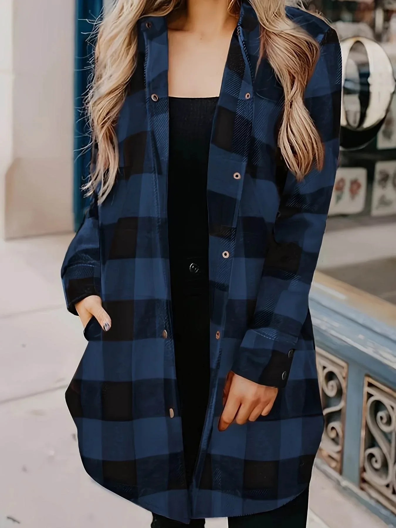 Relaxed Fit Plaid Shacket - Image 23