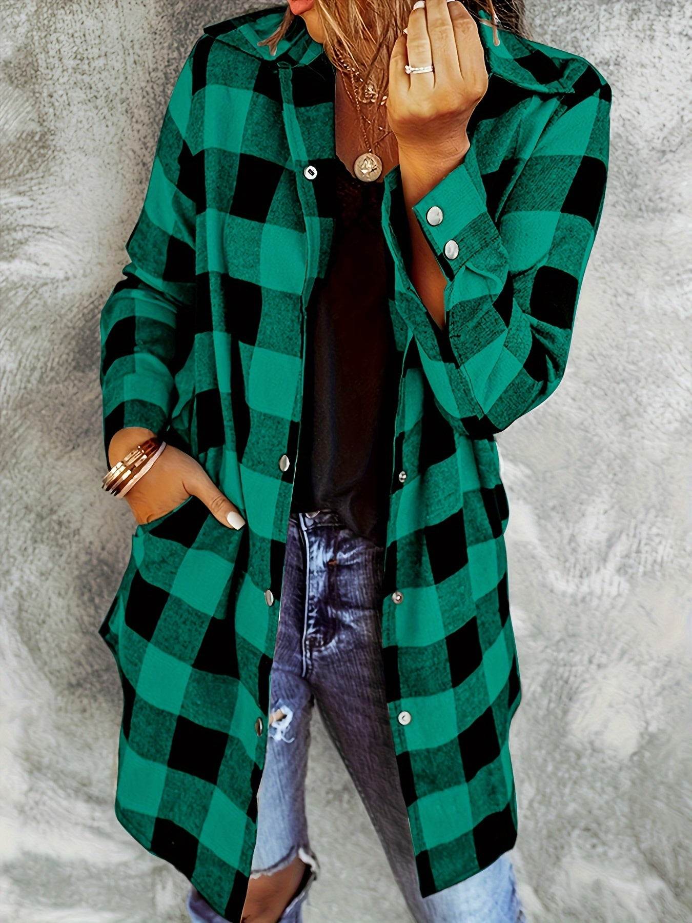 Relaxed Fit Plaid Shacket - Image 27