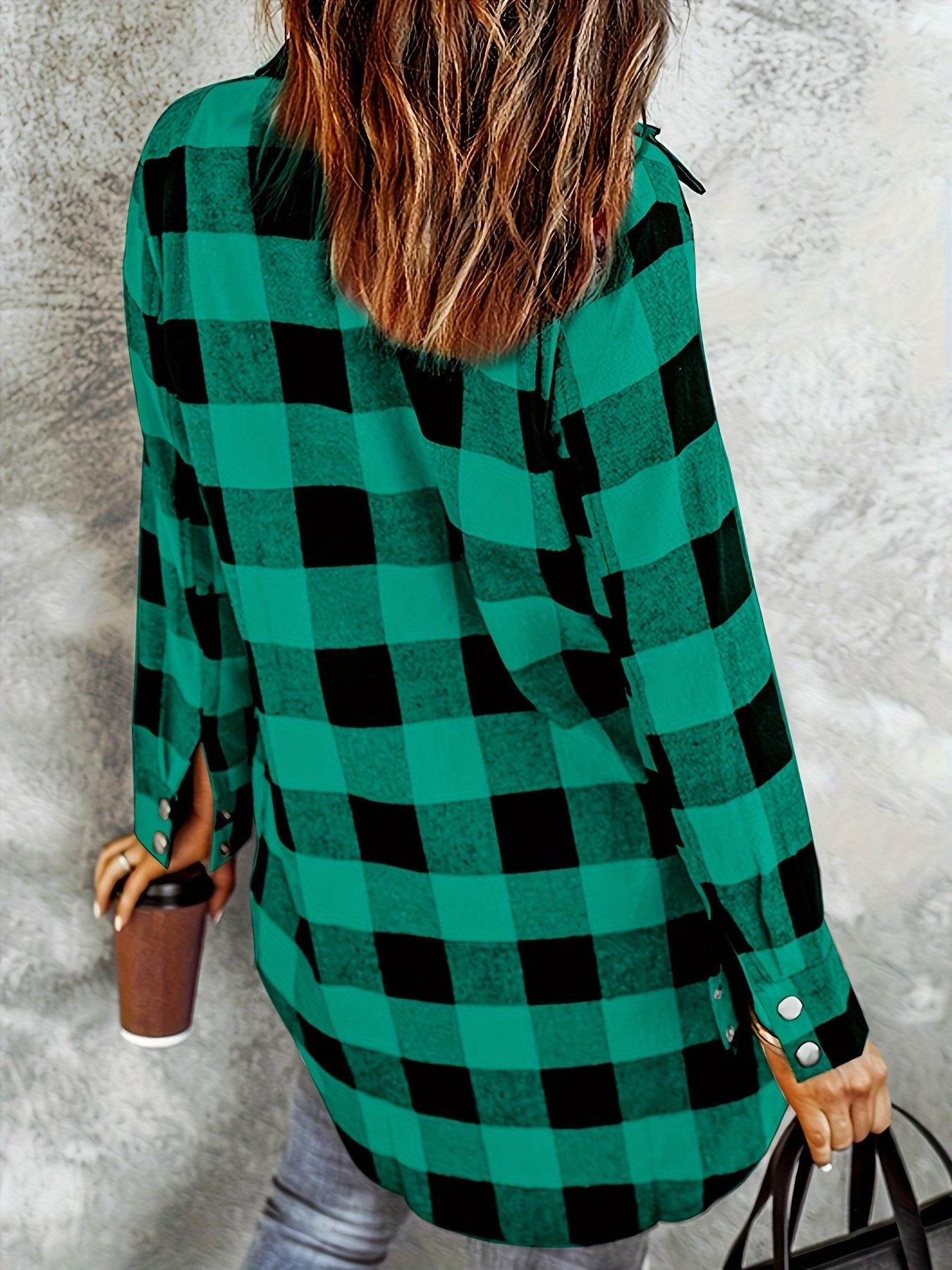 Relaxed Fit Plaid Shacket - Image 28