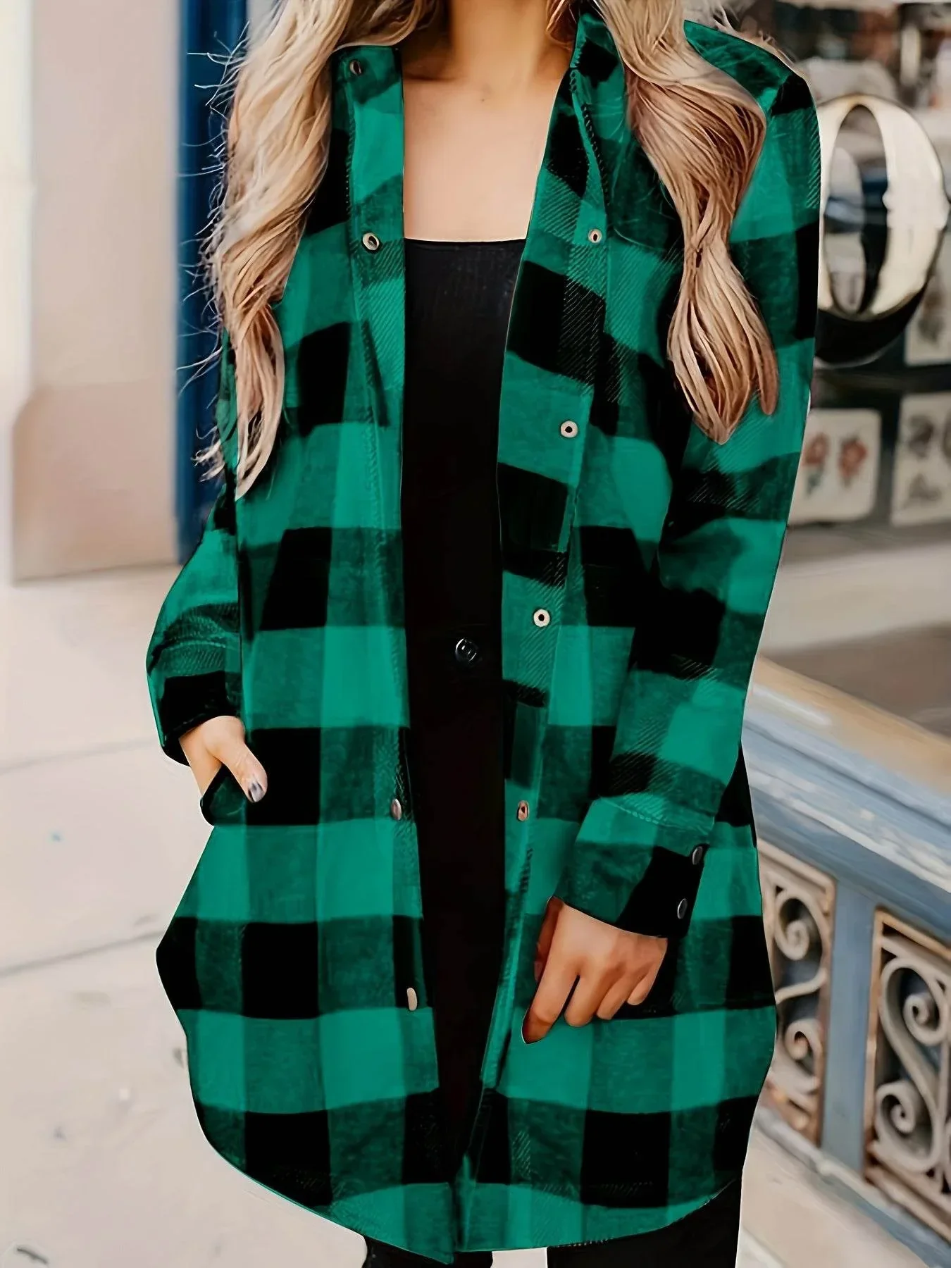 Relaxed Fit Plaid Shacket - Image 29