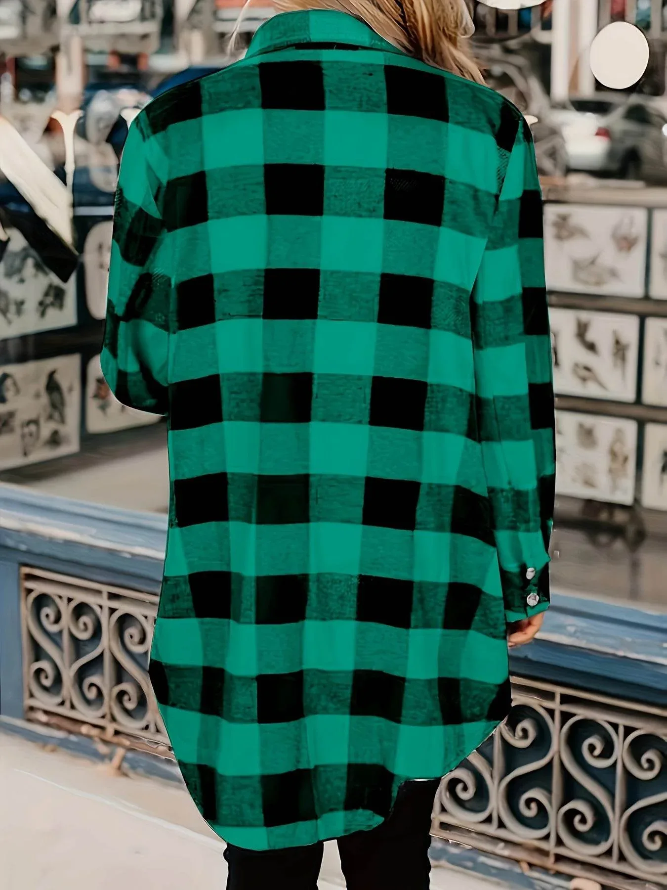 Relaxed Fit Plaid Shacket - Image 30