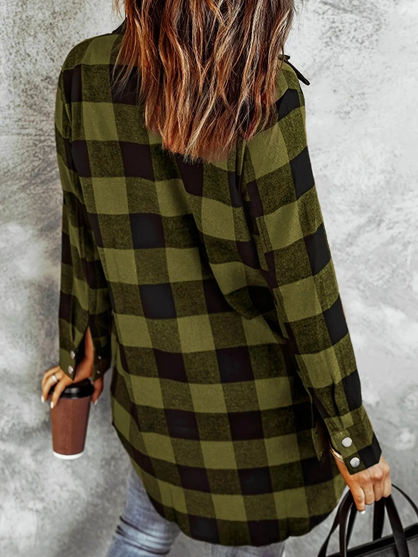 Relaxed Fit Plaid Shacket - Image 32