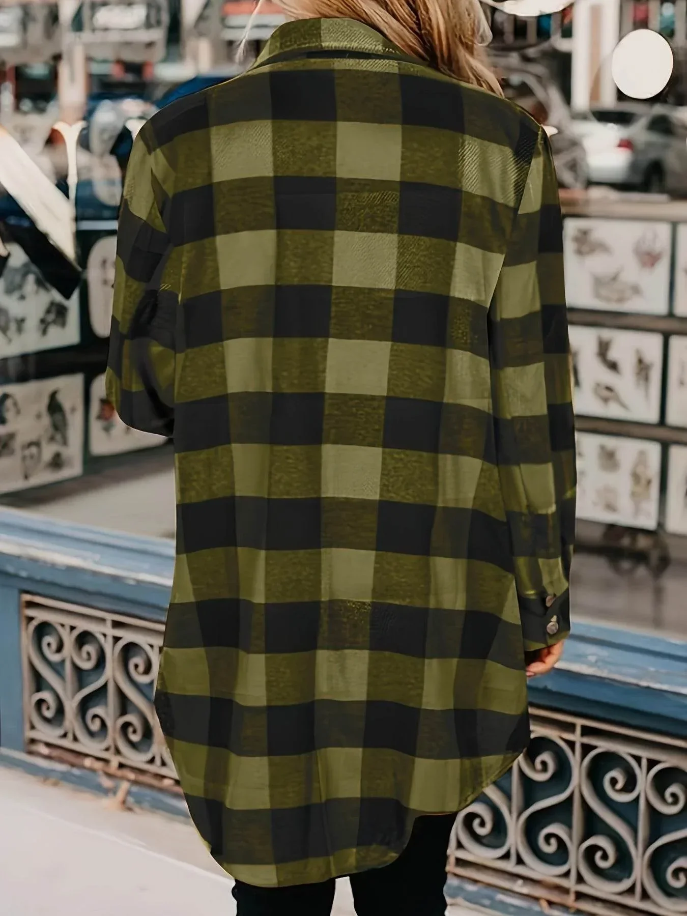 Relaxed Fit Plaid Shacket - Image 34