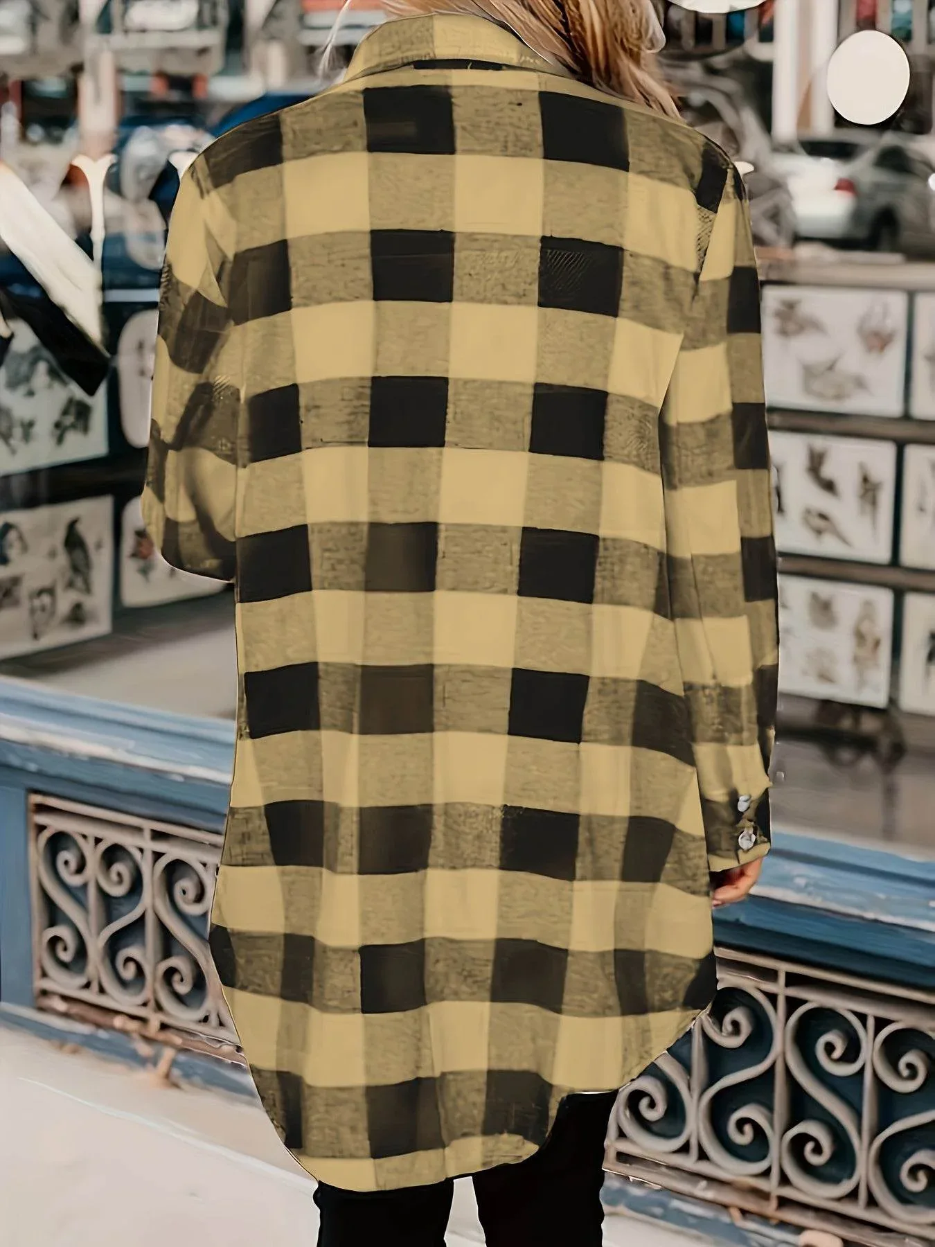 Relaxed Fit Plaid Shacket - Image 37