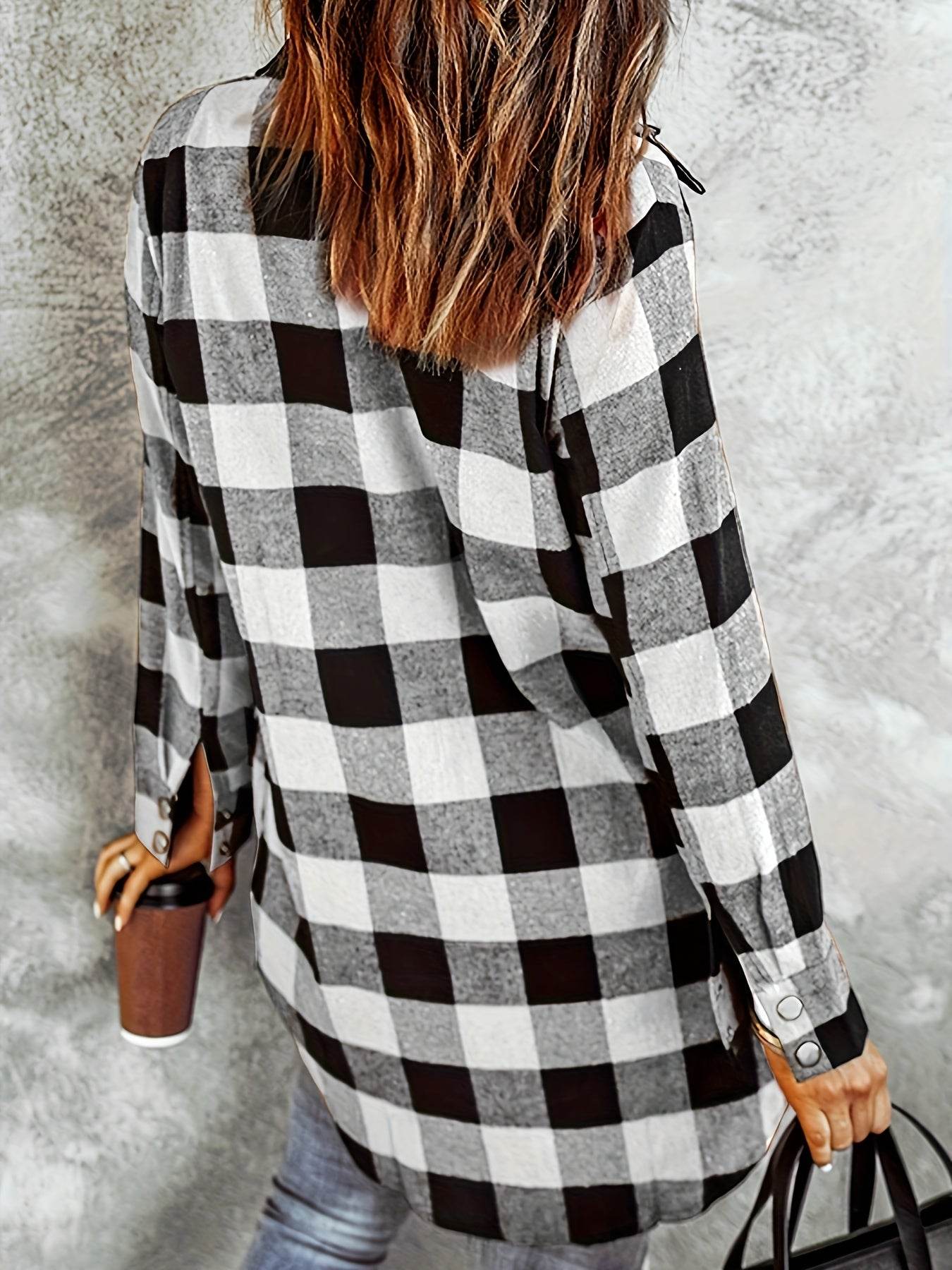 Relaxed Fit Plaid Shacket - Image 38