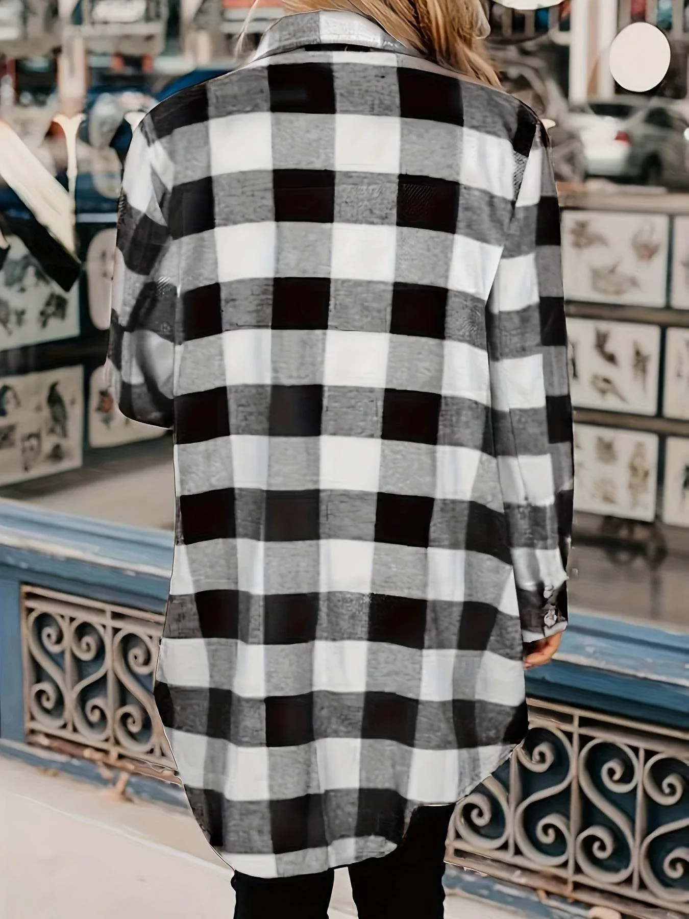 Relaxed Fit Plaid Shacket - Image 41