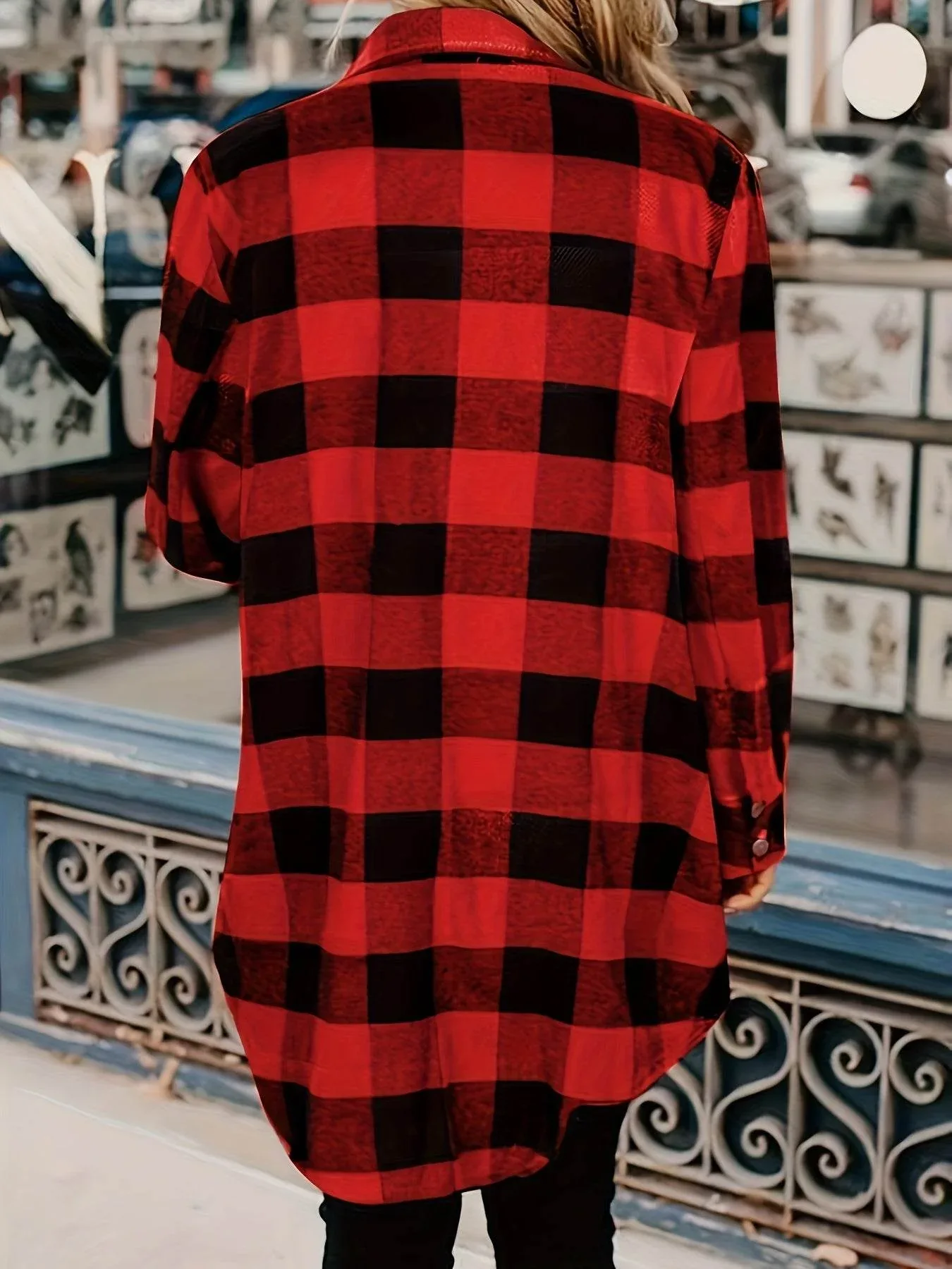 Relaxed Fit Plaid Shacket - Image 45