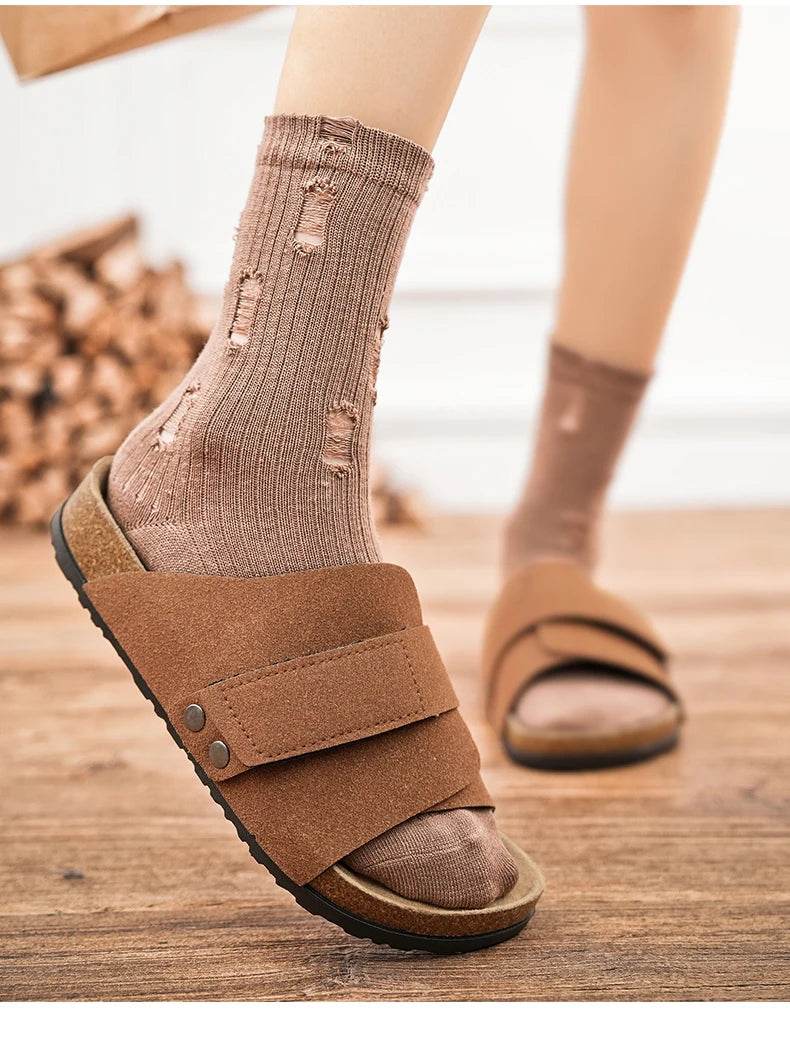 Suede Strap Slide Sandals - Image 10